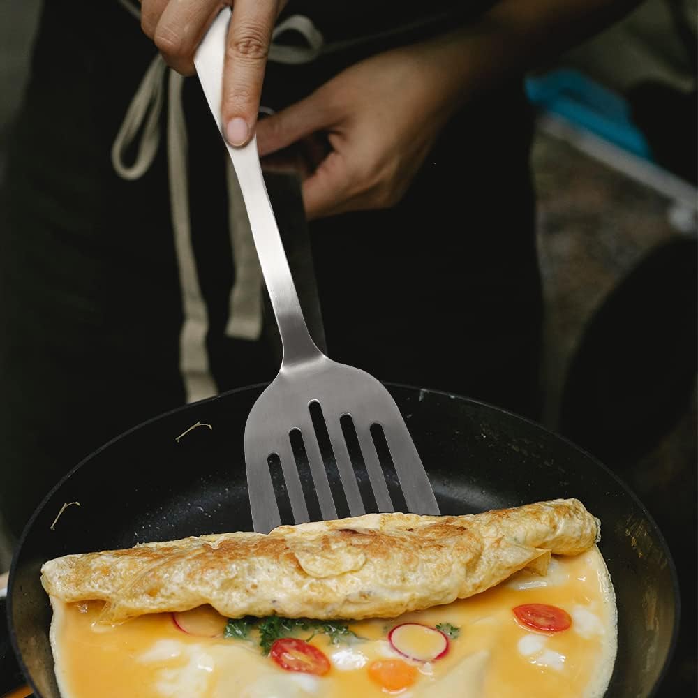Pie Spatulas Sever Stainless Steel , 2 Pack Small Turner Spatula Set, Pie Cake Server, 9.4 Inch Stainless Steel Slotted turner and 10.2 Inch PIZZA Pie Sever — PAMISO