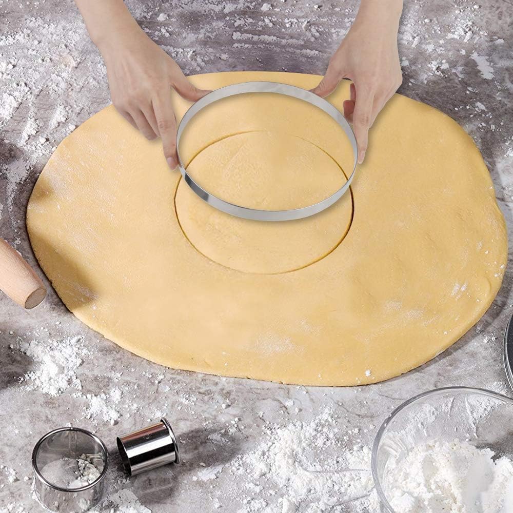 Dough Press Large Dough Cutter 7-Inch Stainless Steel Round Dough Cutter Dumpling Skin Maker(0.6 Inch Height) — view 2