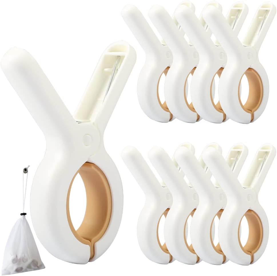 9 PCS Beach Chairs Towel Clips,Quilt Drying Clip, Plastic Clothespins, Strong Grip Holder to Dry Laundry on Clothesline and Hanging Rack — view 2