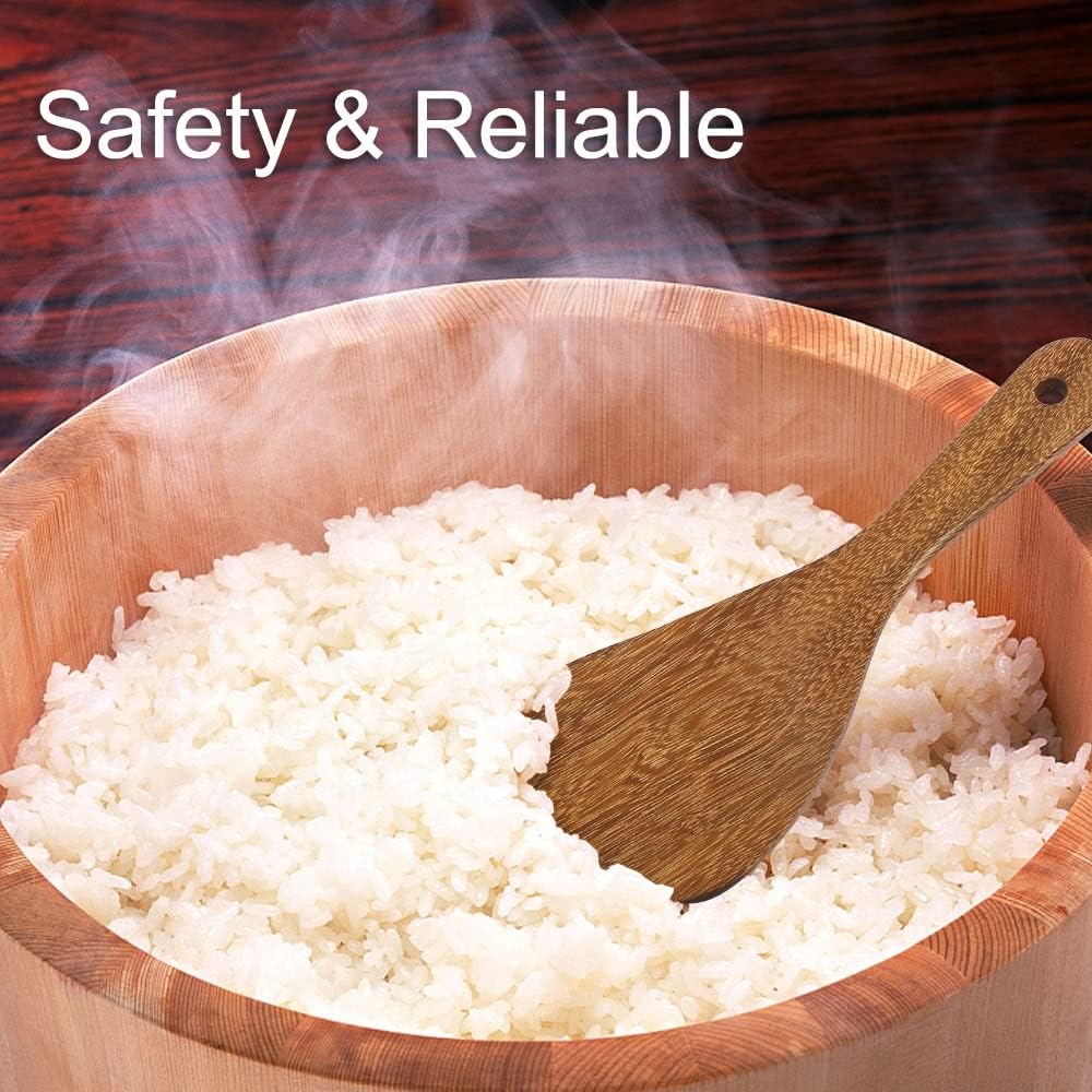 2 PCS Rice Paddle, Natural Wood Rice Spoon Paddle Kitchen Spatula Potato Server, 8 Inch — view 2